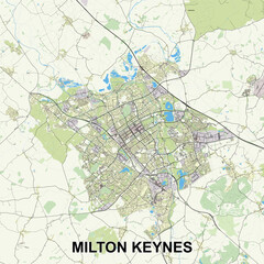Milton Keynes, United Kingdom map poster art