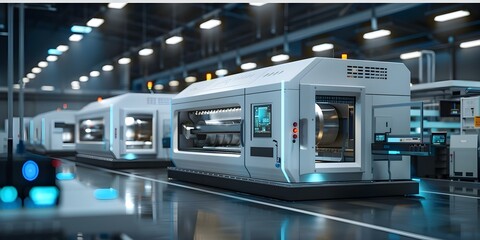 Optimizing Manufacturing with IIoT Machines and Automated Production Lines in a Smart Factory. Concept Manufacturing Efficiency, IIoT Machines, Automated Production Lines, Smart Factory, Optimization