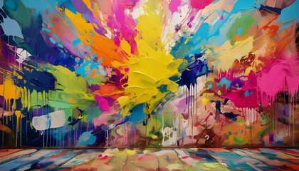 ウォールアート,落書きされた壁,抽象的な背景,ポップアートの背景,Generative AI AI画像