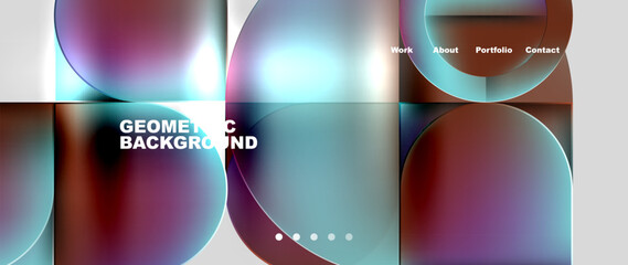 Circles and lines. Bright colorful geometry with glassmorphism effect. Vector Illustration For Wallpaper, Banner, Background, Card, Book Illustration, landing page