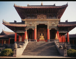 Fototapeta premium Un monastero buddista con una cappella dedicata a Tara. 