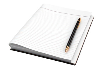 notebook with pen isolated on transparent background, png file