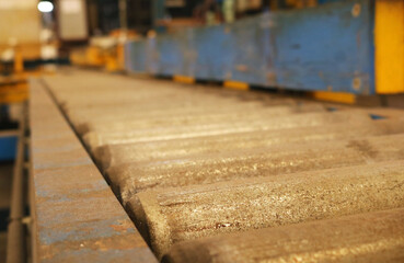 Steel roller conveyor machine background.