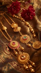 Obraz premium Close-up Photography of Gold Necklace Set