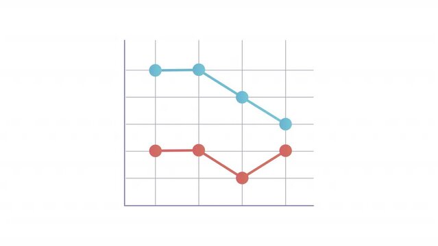 Animated lines plot. Data analysis graph animation. Moving dots chart. Information management. Colorful illustration on white background. HD video with alpha channel. Motion graphic