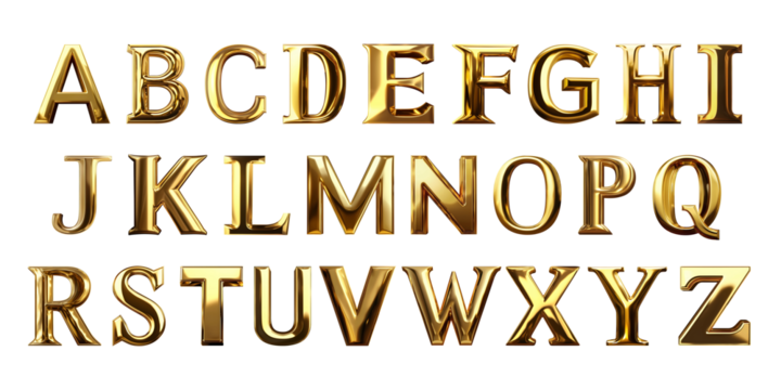 Bright Glossy Gold Alphabet