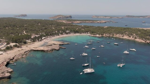 Cala Bassa beach in Ibiza with Drone