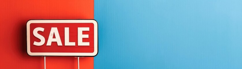 Fototapeta premium Minimalistic sale sign with clean white text on a solid bright color background, perfect for modern advertising