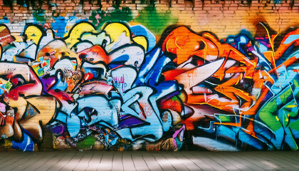 ウォールアート,落書きされた壁,抽象的な背景,ポップアートの背景,Generative AI AI画像