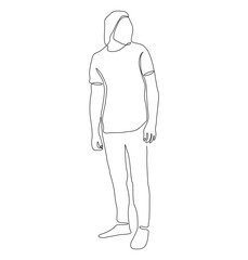 Man  modern style position line art vector