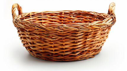 Handwoven wicker basket with handles for storage and decoration