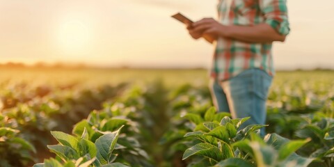 person using digital tablet for digital farming - digital workflow and stream lined processes in agriculture

