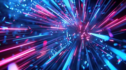 Abstract colorful swirling galaxy of light and dark blue and red