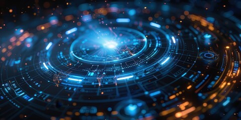 Obraz premium Abstract Digital Interface with Circular Display