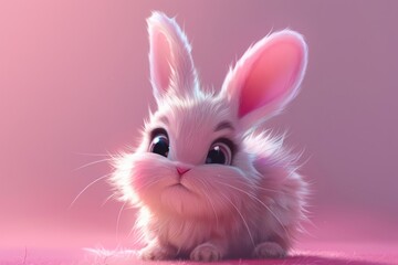 Obraz premium Cute cartoon rabbit character with big eyes