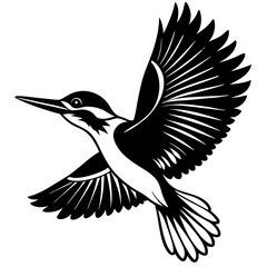 Azure kingfisher is flying with two leg silhouette vector style