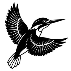 Azure kingfisher is flying with two leg silhouette vector style