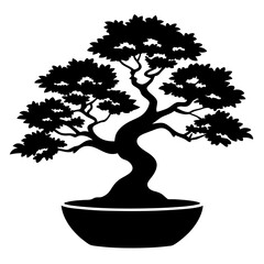Bonsai logo vector silhouette illustration