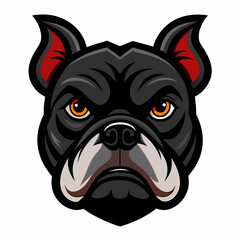 Black silhouette bulldog Head vector illustration,