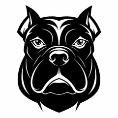 Black silhouette bulldog Head vector illustration,