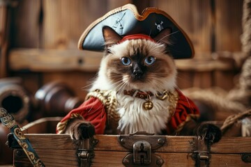 Fototapeta premium robber cat dressed as a pirate captain