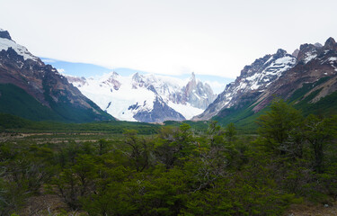 Obraz premium View of Cerro Torre with snow and snow drifts around it, El Chalten - Argentina