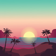 Gradient beach summer sunset landscape