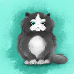 cartoon cute cat, a persian cat