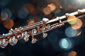Obraz premium Musical Harmony. Flute: The flute produces sound by blowing air