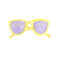 Watercolor lavender and yellow summer sunglases