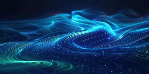 Obraz premium Abstract Blue and Green Waves of Light