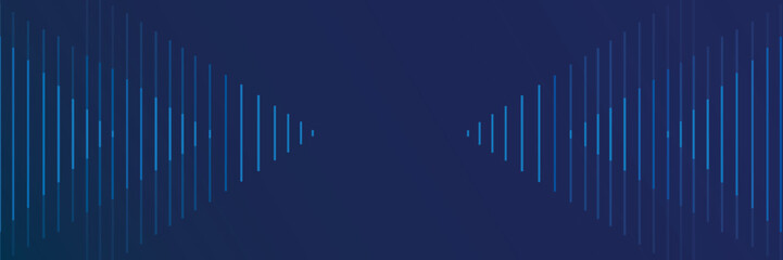 Abstract glowing arrow lines on dark blue background. Modern shiny blue geometric lines design. Futuristic technology concept.