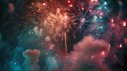 Fototapeta premium celebration colored firework light up the sky