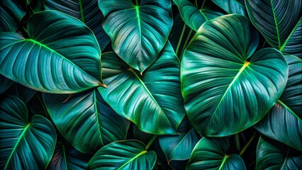 Vibrant Green Leaves Lush Foliage In Tropical Rainforest