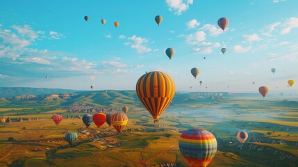 Obraz premium Colorful Hot Air Balloons Filling the Sky