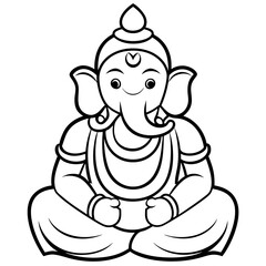 Ganesh jayanti lord ganesha hand drawn cartoon sticker icon vector 