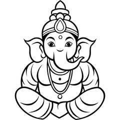 Ganesh jayanti lord ganesha hand drawn cartoon sticker icon vector illustration