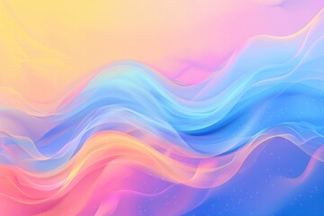 Obraz premium A mesmerizing abstract image featuring smooth, flowing waves in vibrant pastel hues of pink, blue, and yellow.
