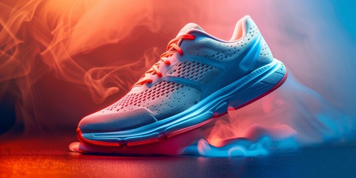 Vibrant sport shoe, ideal for athletic wear promotions, sports blogs, and fitness websites