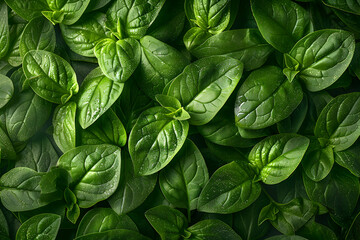 Fresh green basil leaves close-up, perfect for culinary and health-related projects, emphasizing organic gardening and natural ingredients.