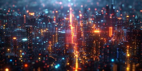 Fototapeta premium Futuristic smart city, suitable for technology articles, urban development blogs, and sci-fi illustrations