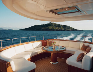 Fototapeta premium Una spaziosa sala da pranzo con un lungo tavolo in legno pregiato, sedie imbottite e un'illuminazione elegante a sospensione. 