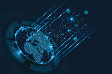 Global network connection. World map point and line composition concept of global business