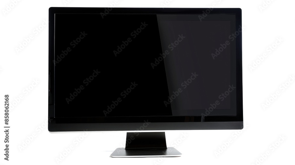 Poster black empty flat screen computer display isolated on white background