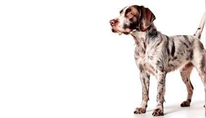 Arige pointer dog breed standing against white background, AI Generated