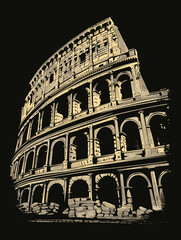 Colosseum in Rome, Italy. Vintage style illustration.