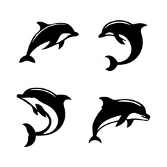 dolphin silhouette black and white