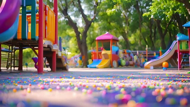 Blurry obstacles tered throughout the park offering endless opportunities for fun and excitement.