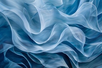 Obraz premium Flowing Organic Forms in a Minimalist Monochromatic Blue Composition