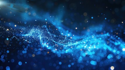 Abstract blue wave technology with many small blue dots texture background